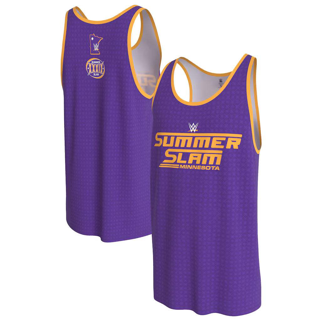 WWE SummerSlam 2026 Minnesota Tank Top – ProSphere Dot Air Mesh – Purple (USA Sourced)