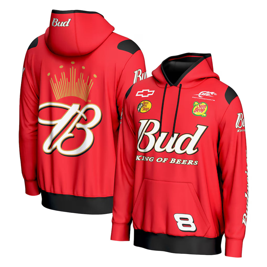 Dale Earnhardt Jr. NASCAR ProSphere Budweiser Hoodie – Red (USA Stock) - UKASSNI