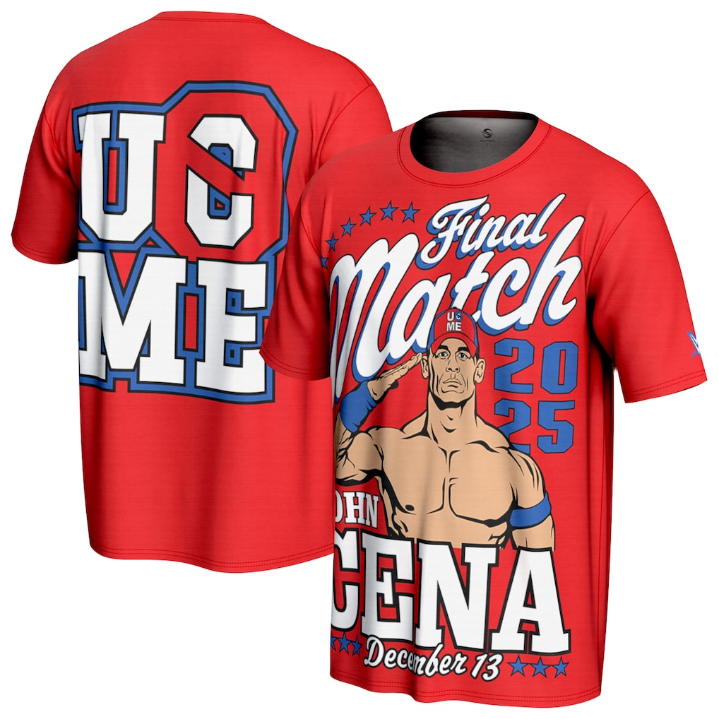 John Cena WWE ProSphere Final Match T-Shirt – Red (USA Stock) - UKASSNI
