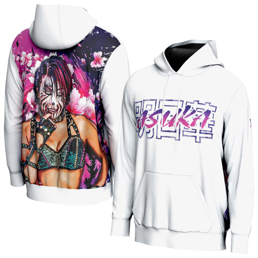 Asuka WWE ProSphere Blossom Pullover Hoodie – White (USA Stock) - UKASSNI