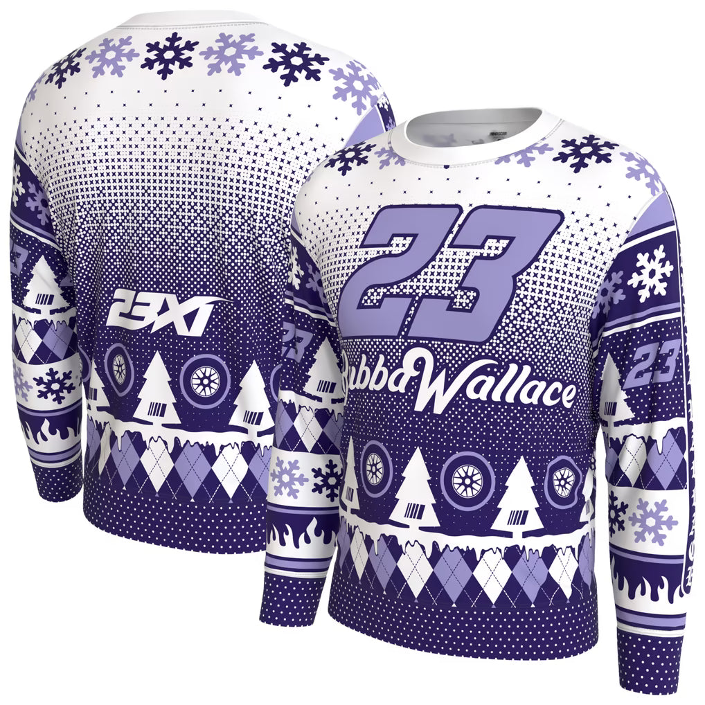 Bubba Wallace Holiday Sweater – NASCAR ProSphere Driver – White (USA Sourced)