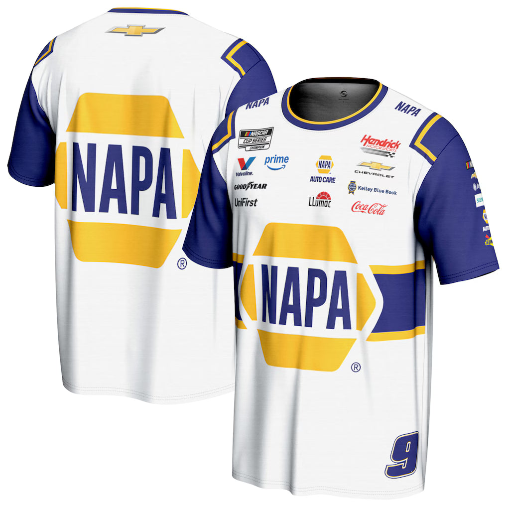 Chase Elliott T-Shirt – NASCAR ProSphere Sublimated – White (USA Sourced) by Prosphere