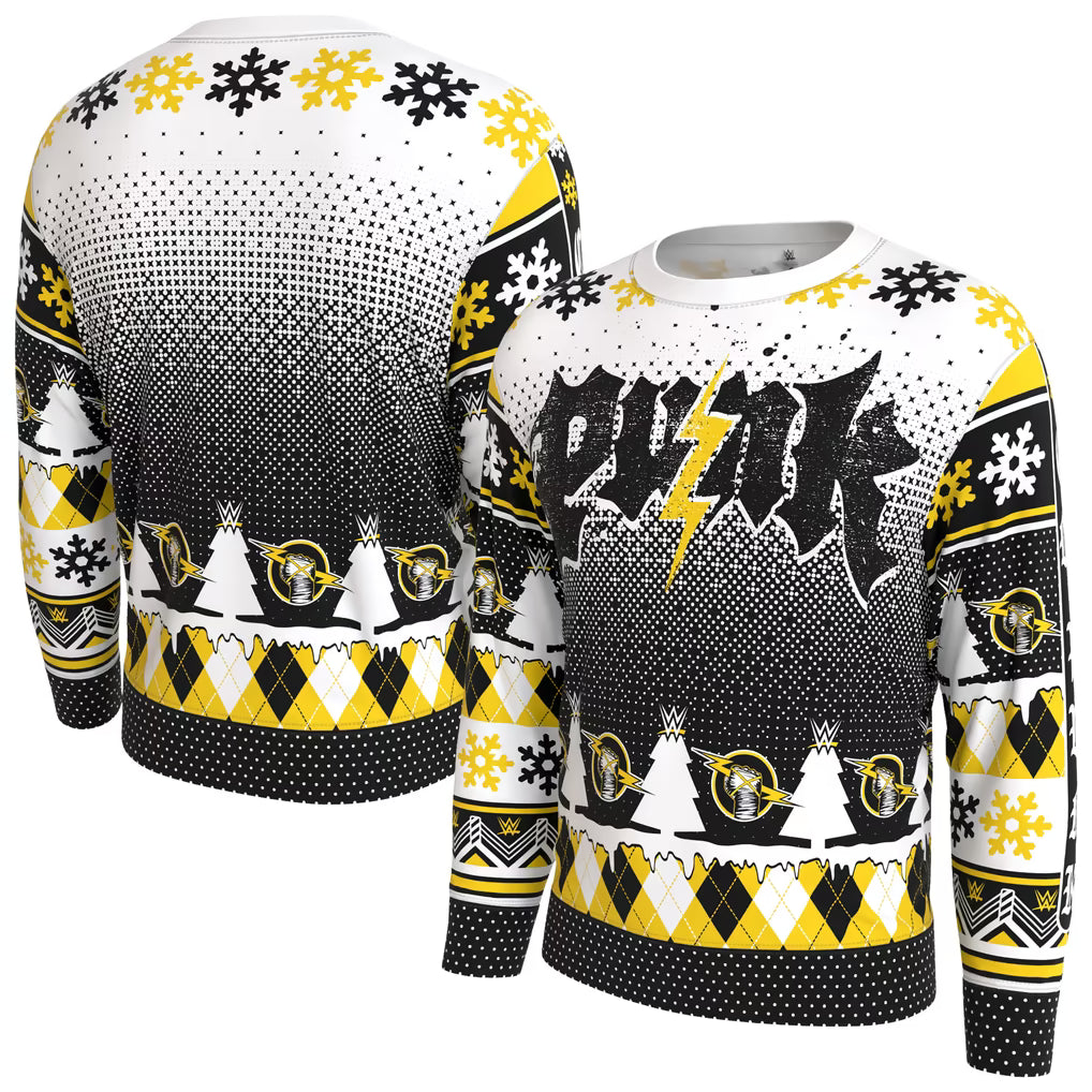CM Punk WWE Holiday Sweatshirt – ProSphere Fleece Lined – White (USA Sourced)