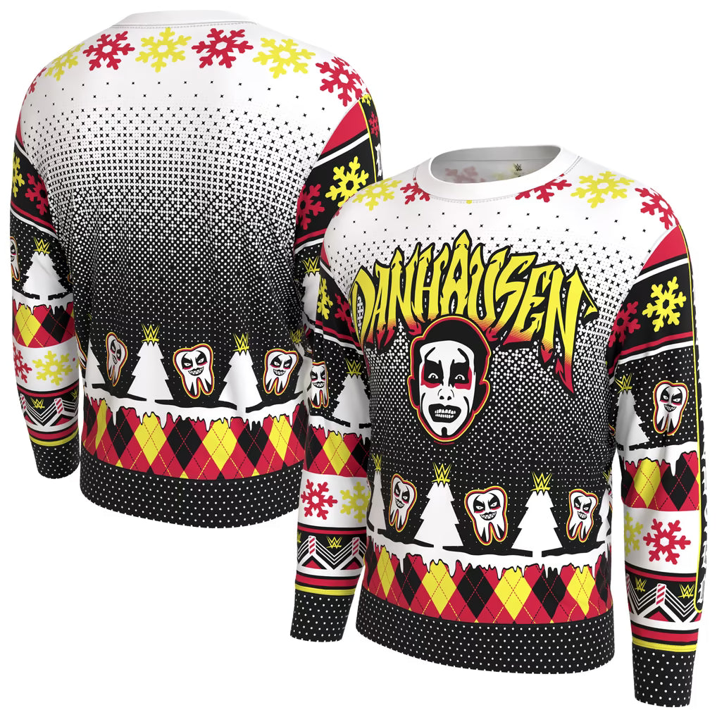 Danhausen WWE Holiday Sweatshirt – ProSphere Fleece Lined – White (USA Sourced)