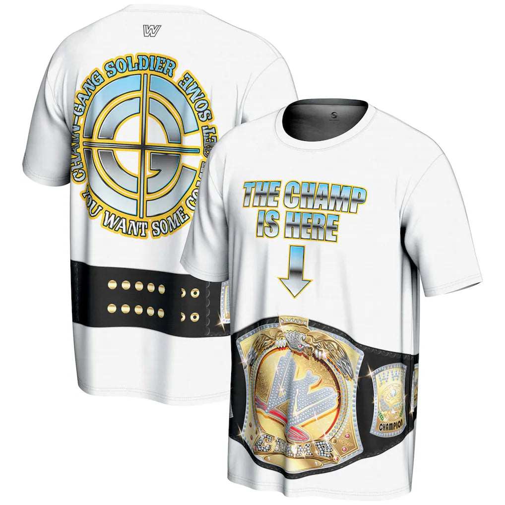 John Cena WWE ProSphere Champ Belt T-Shirt – White (USA Stock) - UKASSNI