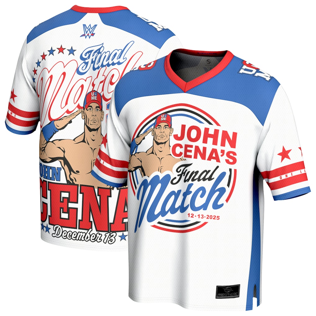 John Cena WWE ProSphere Final Match Fashion Football Jersey – White (USA Stock) - UKASSNI