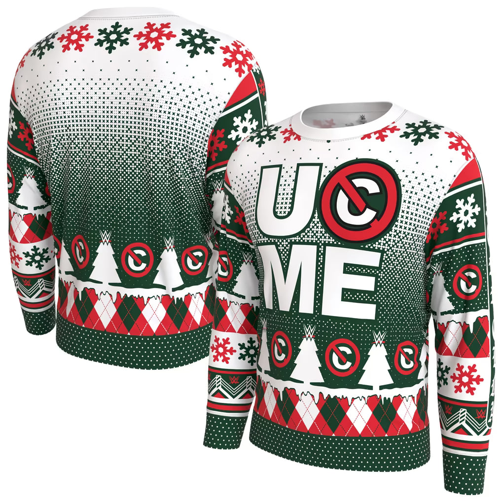 John Cena WWE Holiday Sweatshirt – ProSphere Fleece Lined – White (USA Sourced)