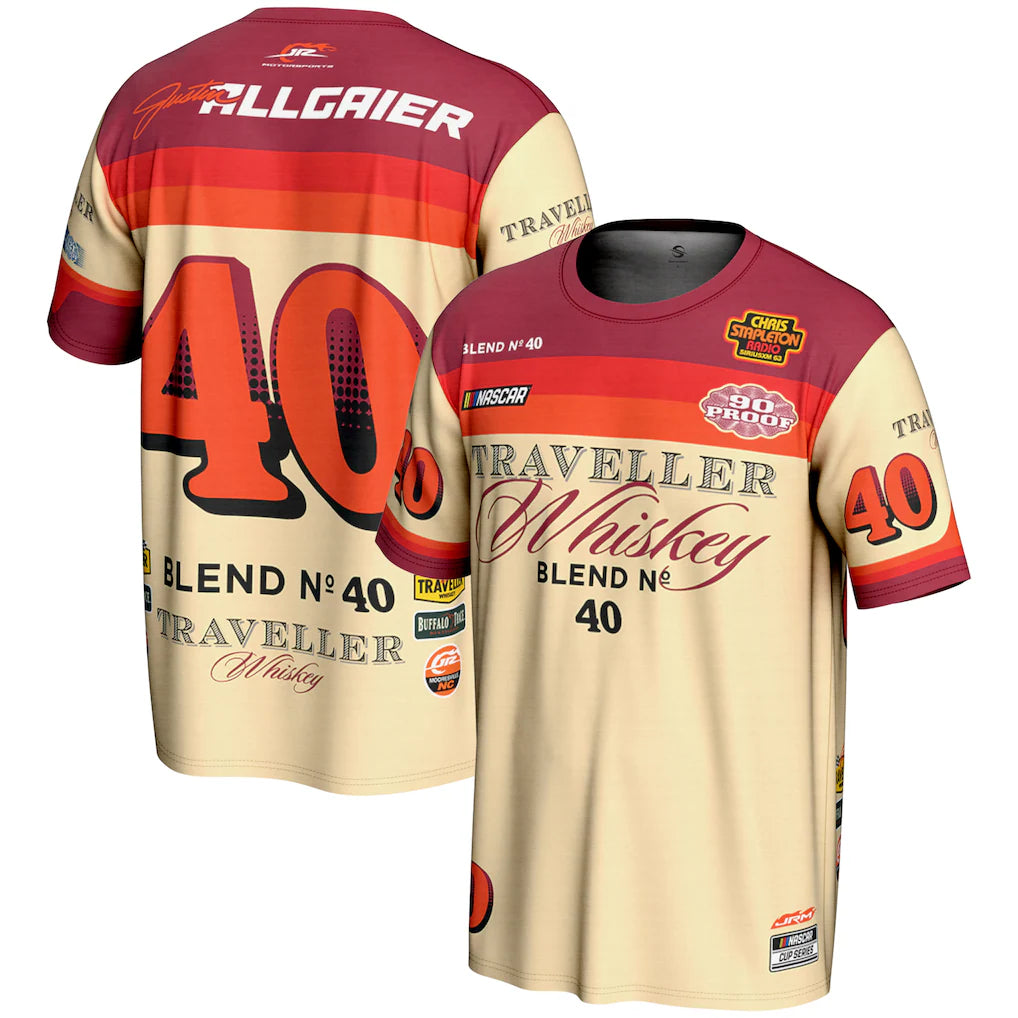 Justin Allgaier NASCAR ProSphere Traveller Whiskey T-Shirt – White (USA Stock) - UKASSNI