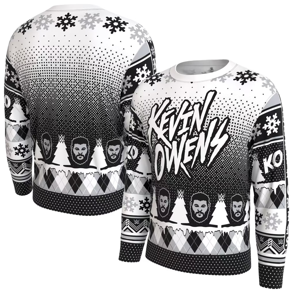 Kevin Owens WWE Holiday Sweatshirt – ProSphere Fleece Lined – White (USA Sourced)