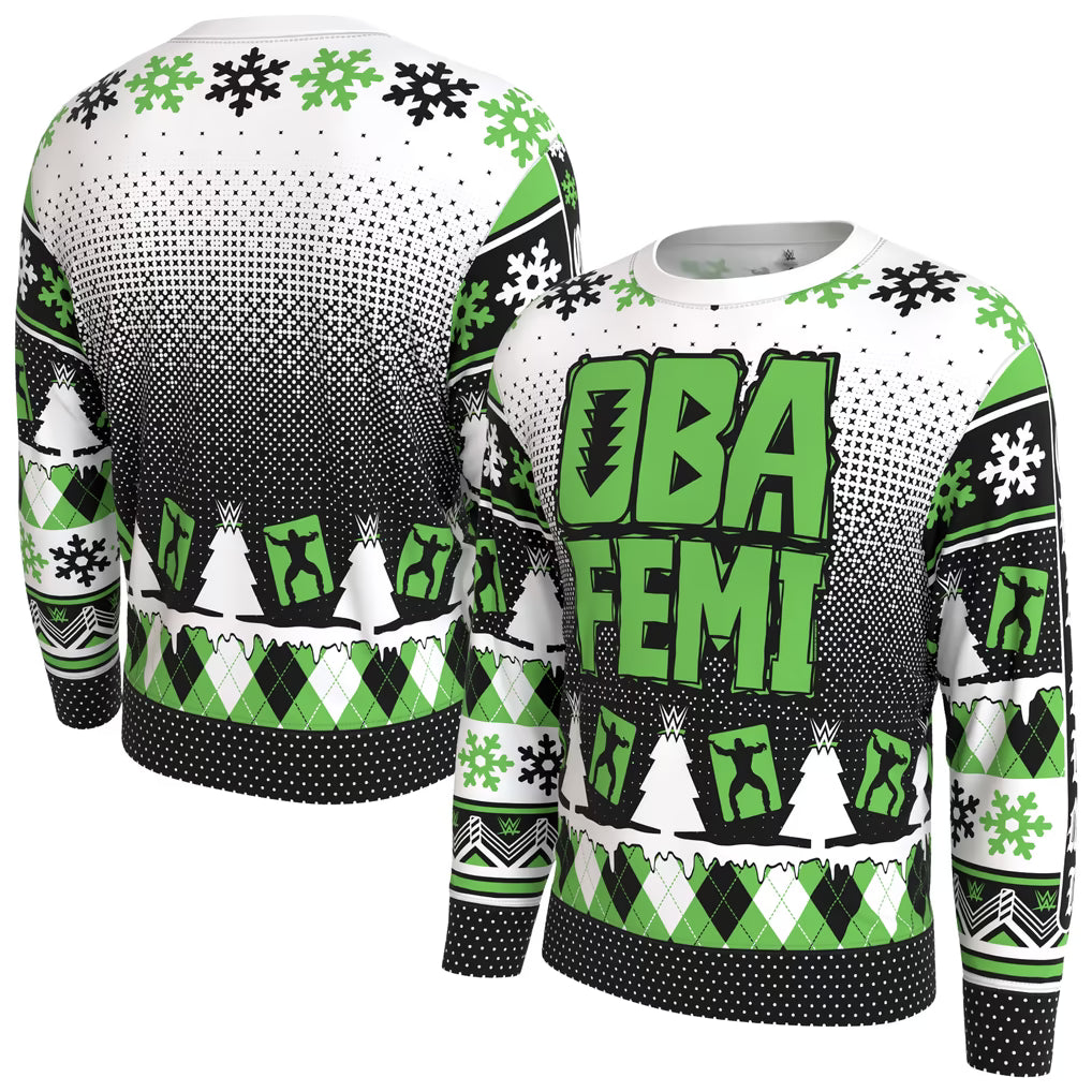 Oba Femi WWE Holiday Sweatshirt – ProSphere Fleece Lined – White (USA Sourced)