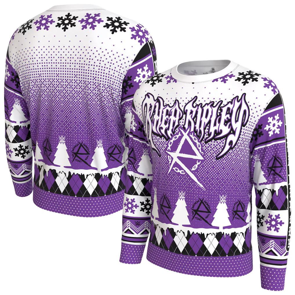 Rhea Ripley WWE Holiday Sweatshirt – ProSphere Fleece Lined – White (USA Sourced)