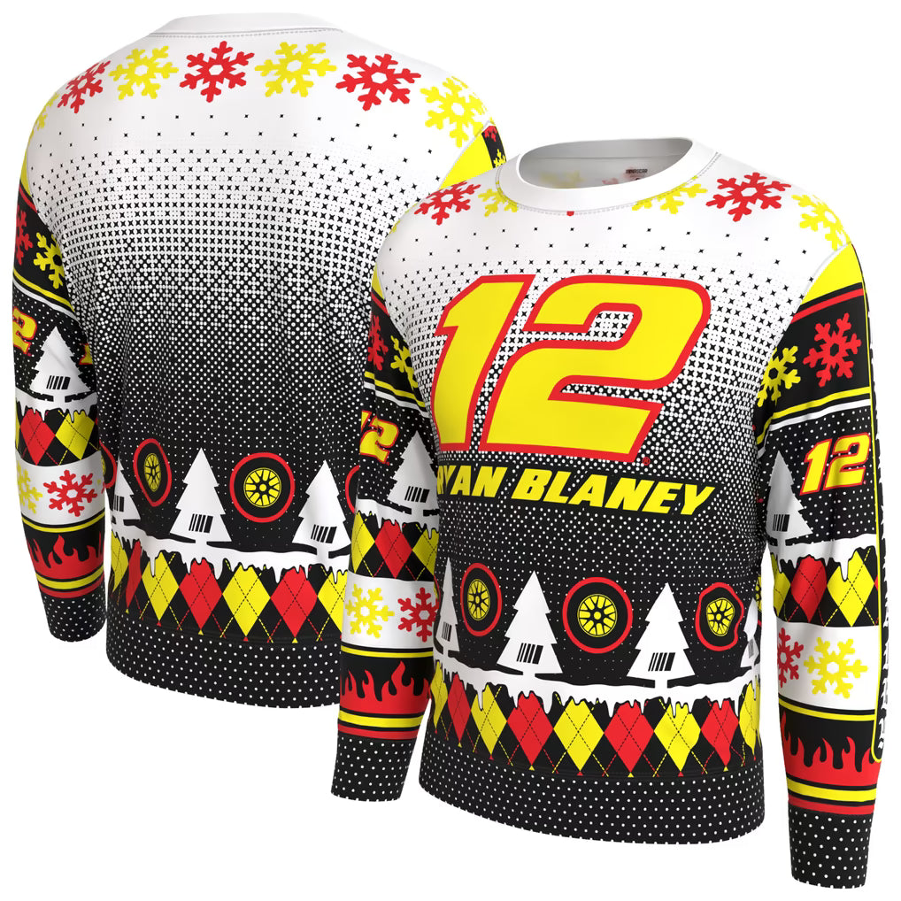 Ryan Blaney Holiday Sweater – NASCAR ProSphere Driver – White (USA Sourced)