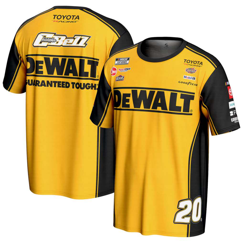 Christopher Bell DeWalt T-Shirt – NASCAR ProSphere Sublimated – Yellow (USA Sourced) by Prosphere