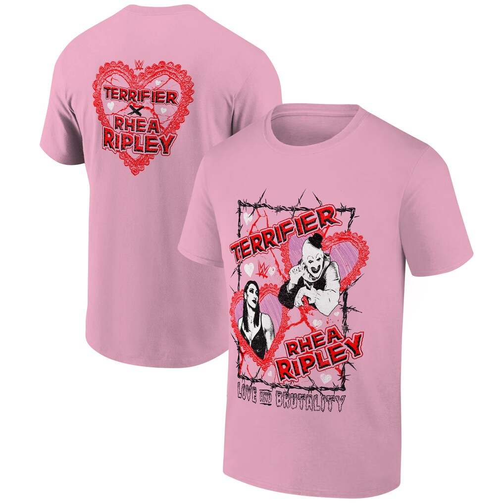 Rhea Ripley WWE x Terrifier Ripple Junction Love and Brutality T-Shirt – Pink (UK Stock)
