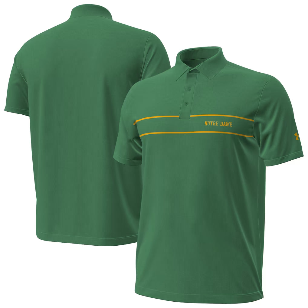 Notre Dame Fighting Irish Polo – NCAA Under Armour 2026 Sideline Playoff Chest Stripe – 3 Colours (USA Sourced)