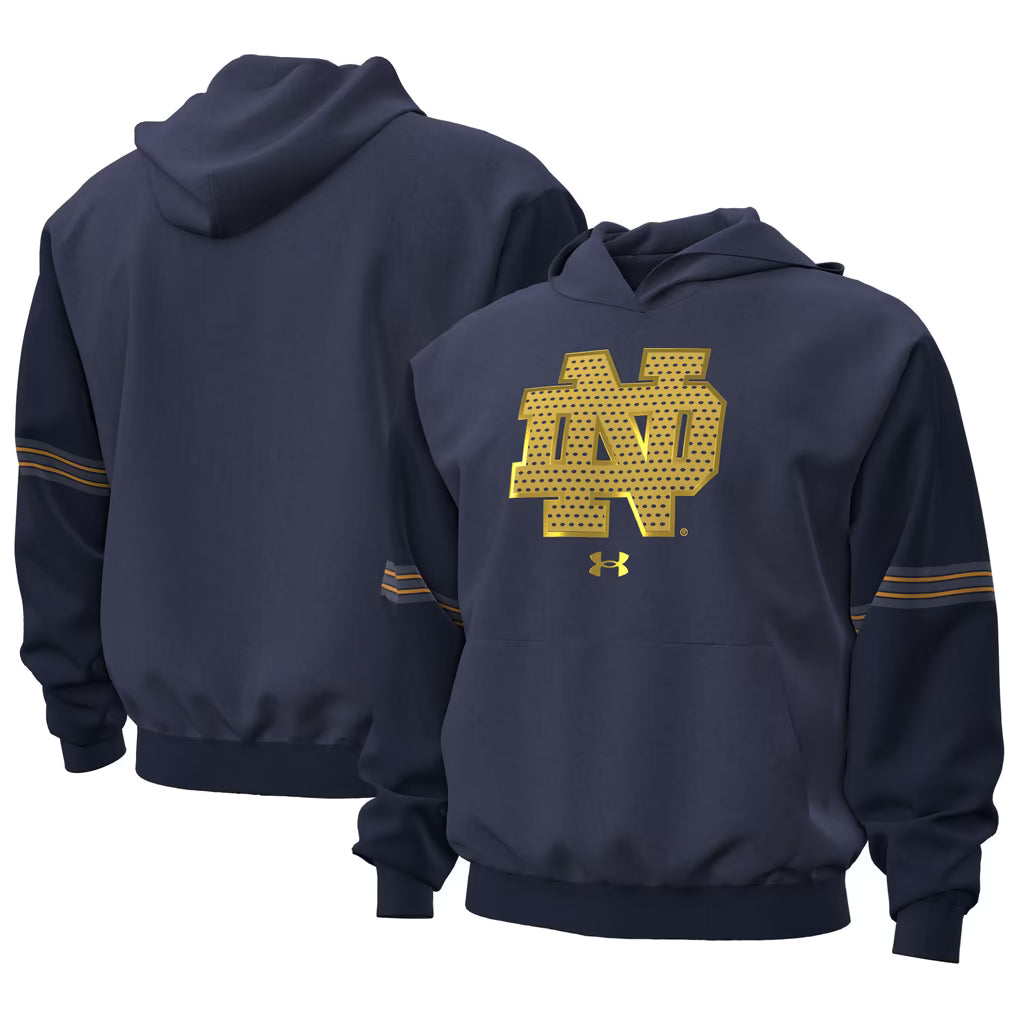 Notre Dame Fighting Irish Hoodie – Under Armour 2026 Shamrock Series Jersey Icon Taped – Navy (USA Sourced) - UKASSNI