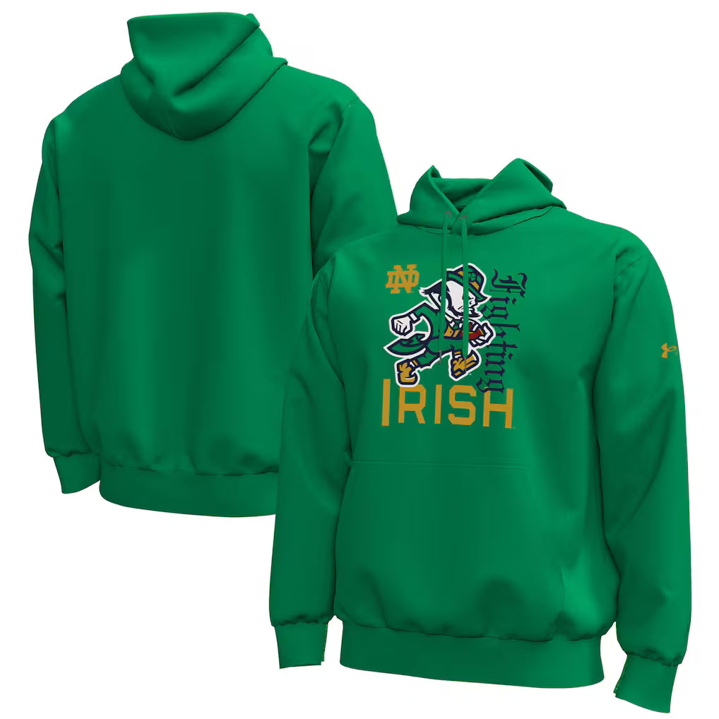 Notre Dame Fighting Irish Hoodie – NCAA Under Armour Icon Fleece – Kelly Green (USA Sourced) by Under Armour