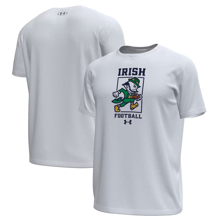 Notre Dame Fighting Irish T-Shirt – NCAA Under Armour Sporting Leprechaun Tech Stretch – 3 Colours (USA Sourced)