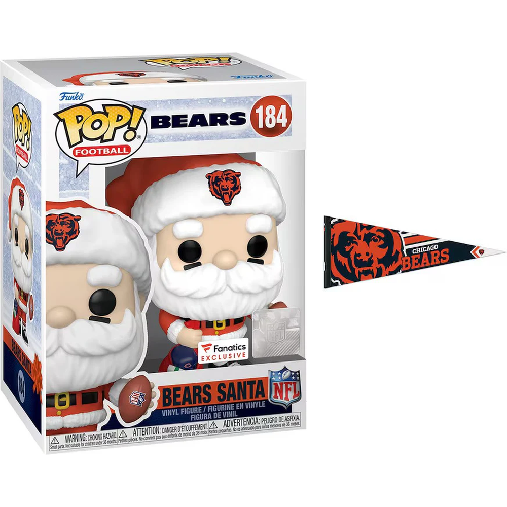 Chicago Bears NFL Funko Santa Figure + Pennant Bundle (UK Stock) - UKASSNI