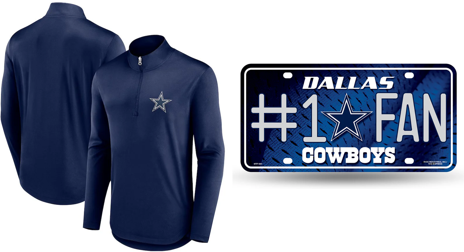 Dallas Cowboys NFL Quarterback Quarter-Zip Top + FREE #1 Fan Sign – XL (UK Stock) - UKASSNI