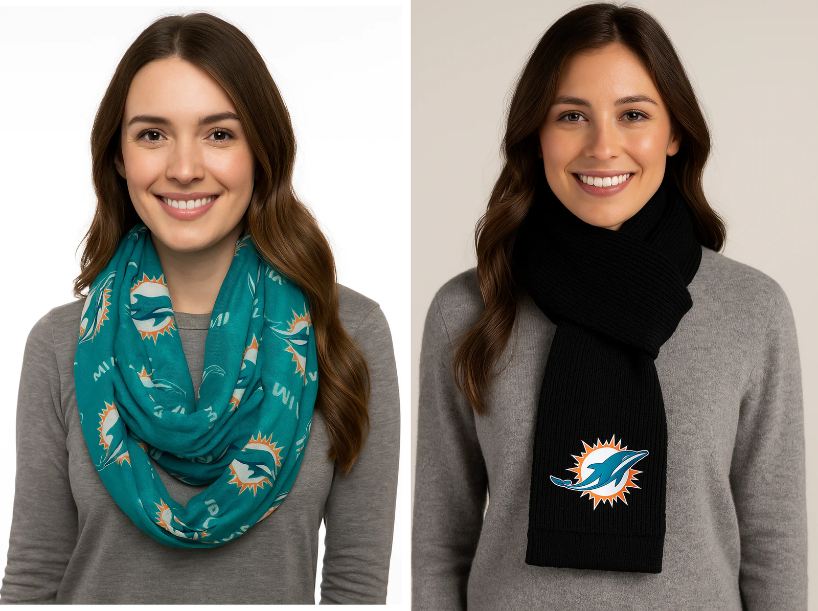 Miami Dolphins NFL Waffle Scarf + Infinity Scarf Bundle (UK Stock) - UKASSNI