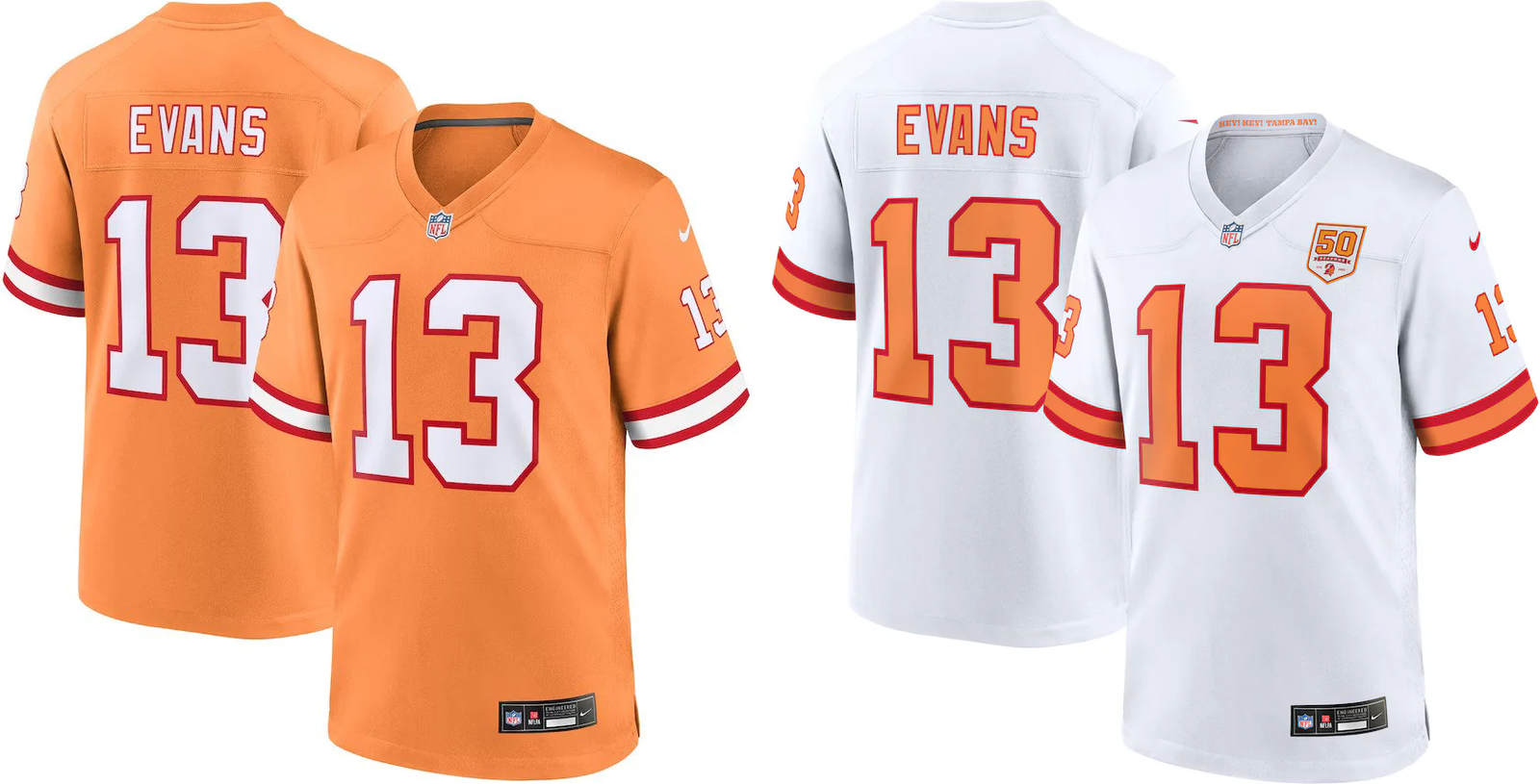 Tampa Bay Buccaneers NFL Mike Evans #13 Game Jersey + Throwback Game Jersey Bundle – Medium (UK Stock) - UKASSNI