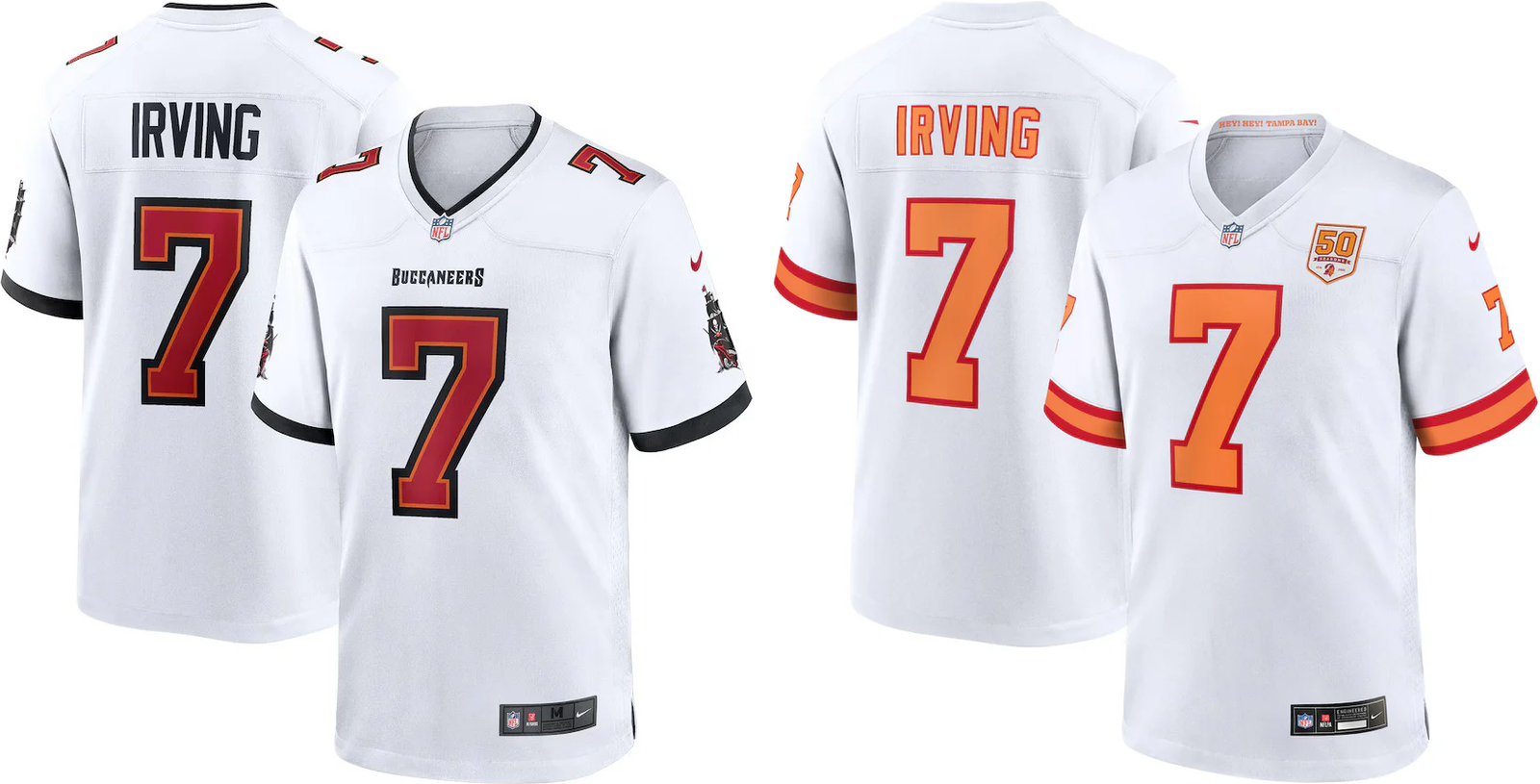 Tampa Bay Buccaneers NFL UK XL Bucky Irving #7 Game Jersey + 50th Season Game Jersey Bundle – XL (UK Stock) - UKASSNI