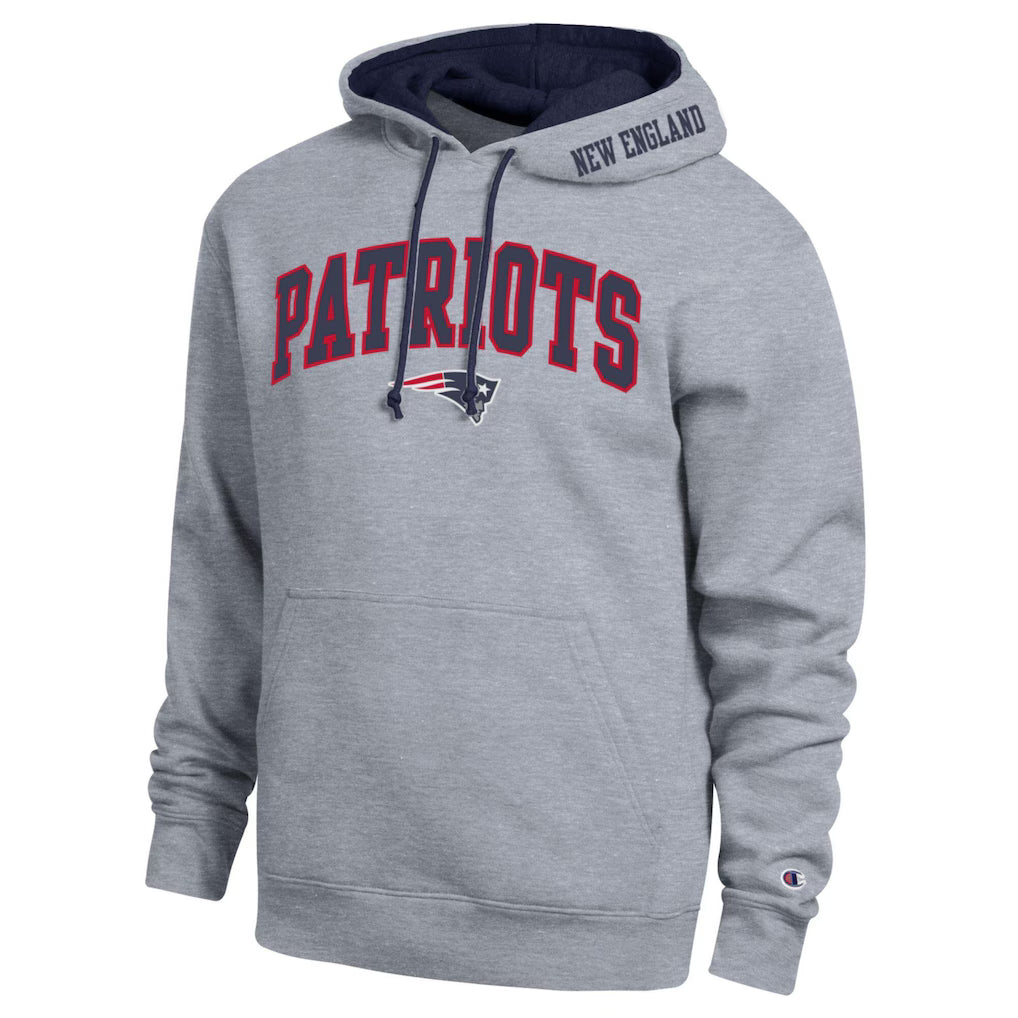 New England Patriots Hoodie – NFL Champion Contrast – Heather Gray/Navy (USA Sourced)