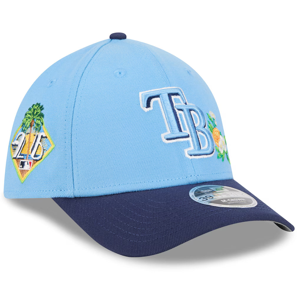 Tampa Bay Rays MLB New Era 2026 Spring Training M-Crown 39THIRTY Flex Hat – Light Blue/Navy (USA Stock) - UKASSNI