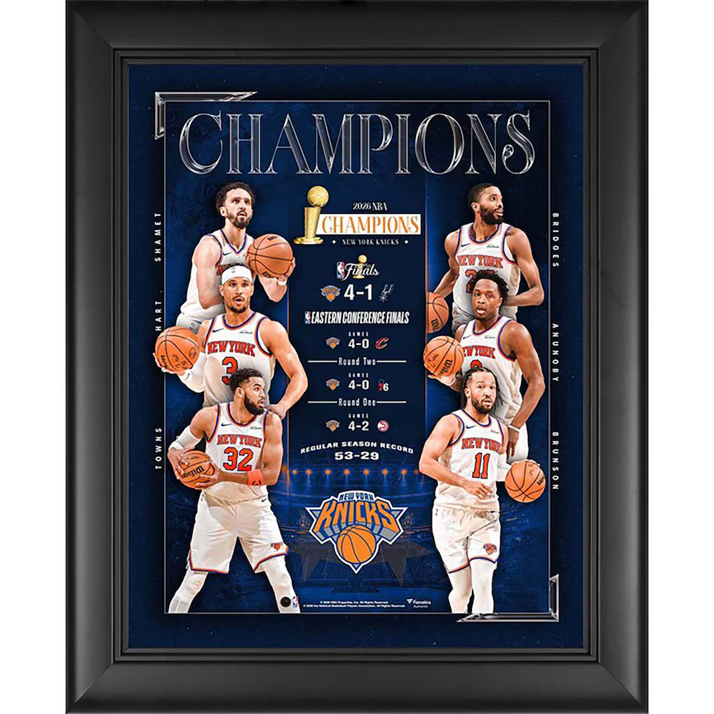 New York Knicks Framed Collage - NBA Fanatics Authentic 2026 Finals Champions 13" x 16" – Black (USA Sourced)