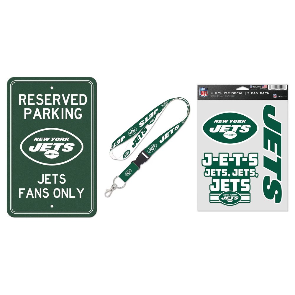 New York Jets NFL Reserved Parking Sign, Lanyard & Decal Pack Fan Bundle – Green/White (UK Stock) - UKASSNI
