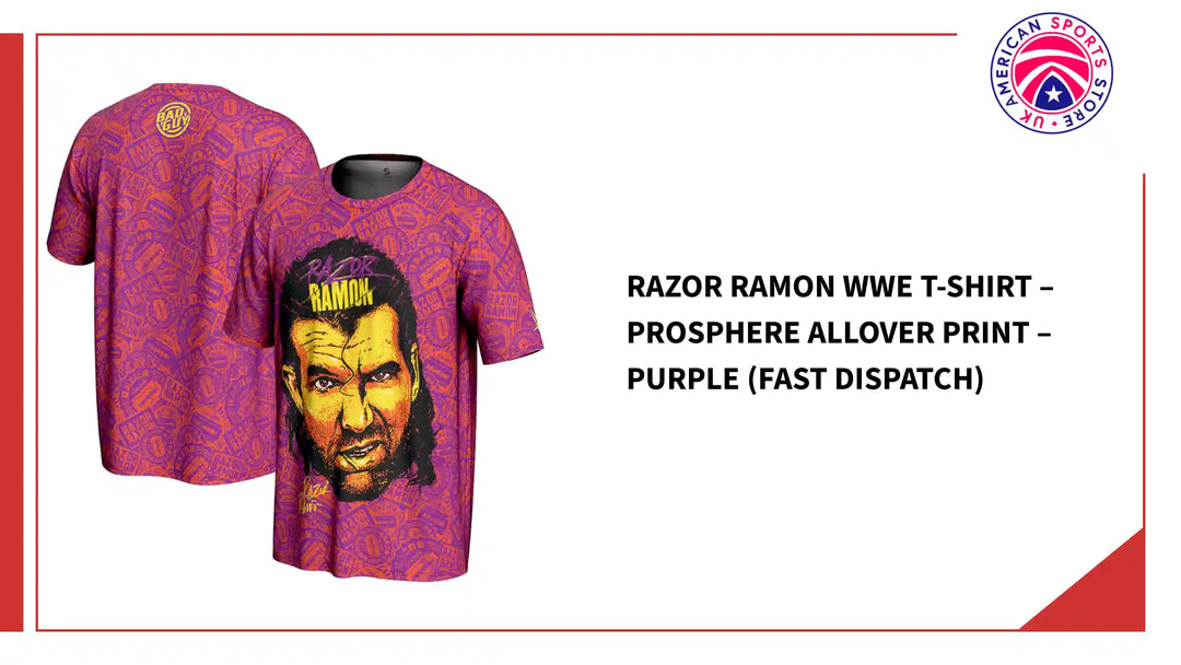 Razor Ramon WWE T-Shirt &amp;ndash; ProSphere Allover Print &amp;ndash; Purple (Fast Dispatch) by@Outfy