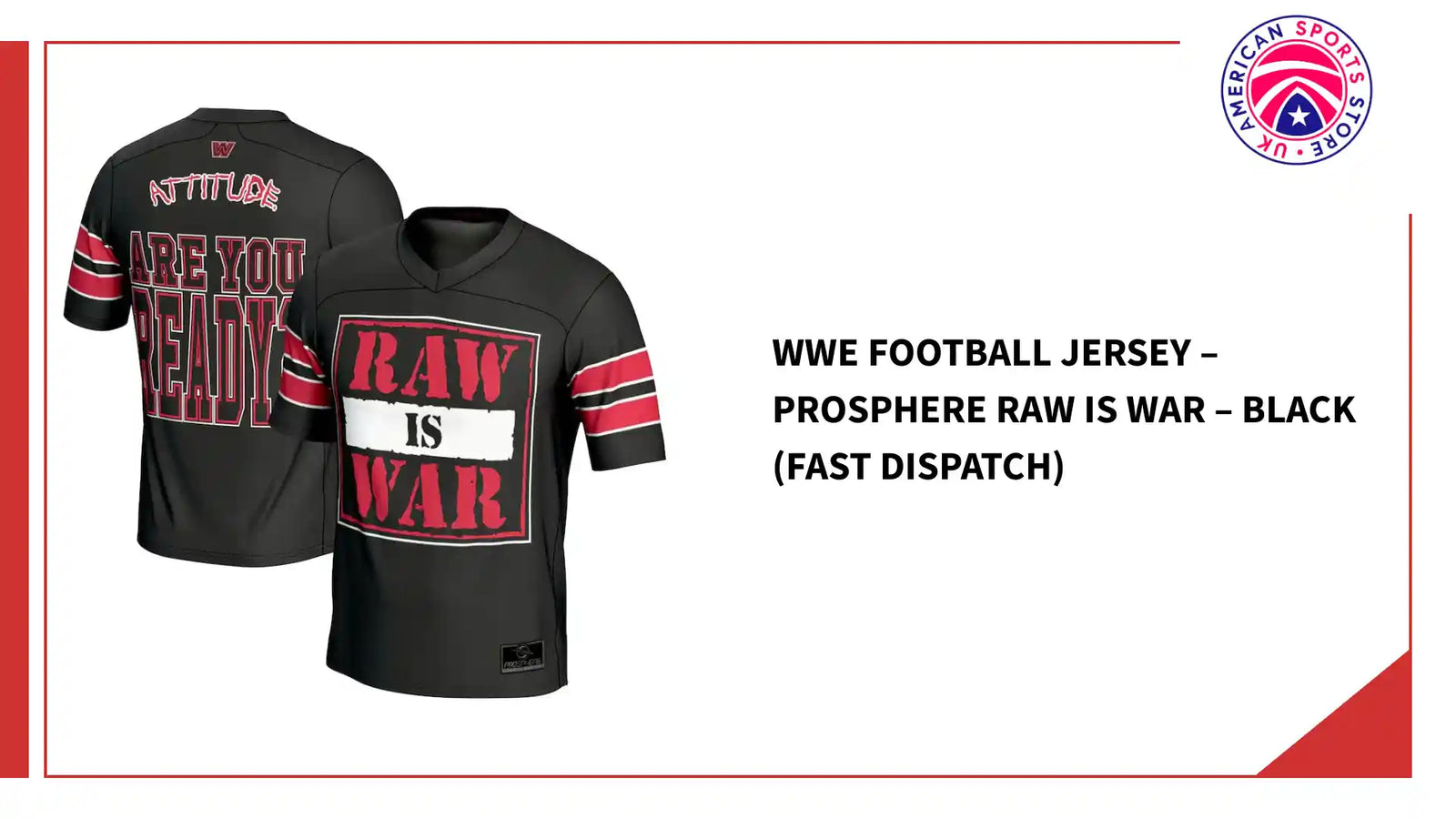 WWE Football Jersey &ndash; ProSphere RAW IS WAR &ndash; Black (Fast Dispatch) by@Outfy
