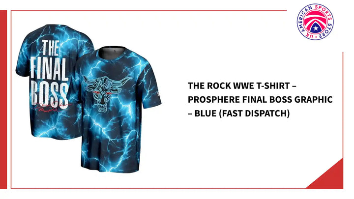 The Rock WWE T-Shirt &amp;ndash; ProSphere Final Boss Graphic &amp;ndash; Blue (Fast Dispatch) by@Outfy