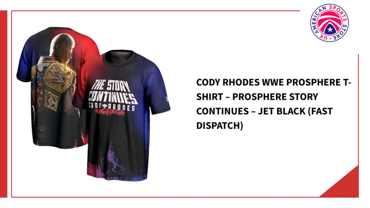 Cody Rhodes WWE ProSphere T-Shirt &amp;ndash; ProSphere Story Continues &amp;ndash; Jet Black (Fast Dispatch) by@Outfy
