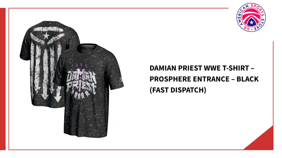 Damian Priest WWE T-Shirt &amp;ndash; ProSphere Entrance &amp;ndash; Black (Fast Dispatch) by@Outfy