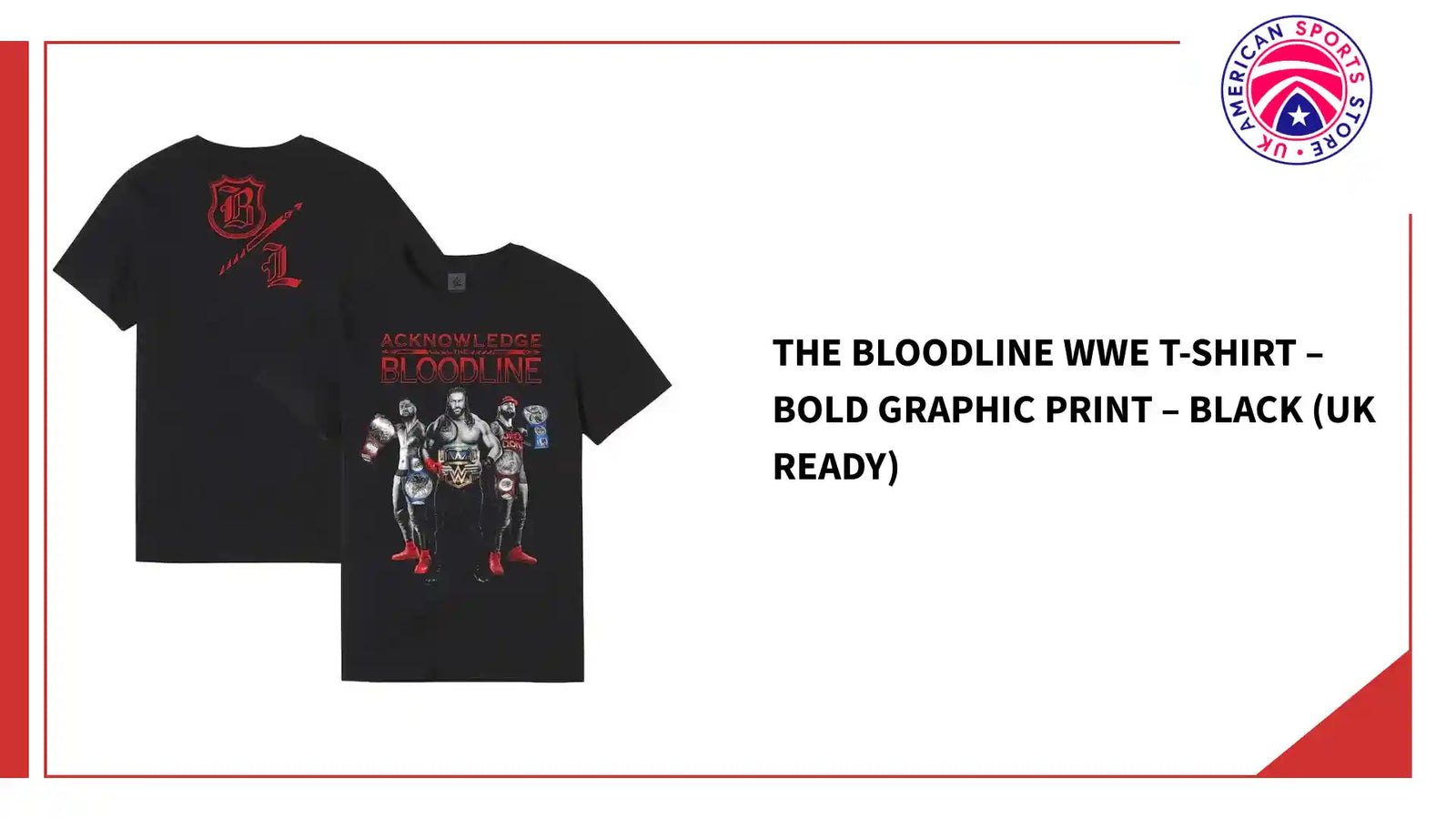 The Bloodline WWE T-Shirt &ndash; Bold Graphic Print &ndash; Black (UK Ready) by@Outfy