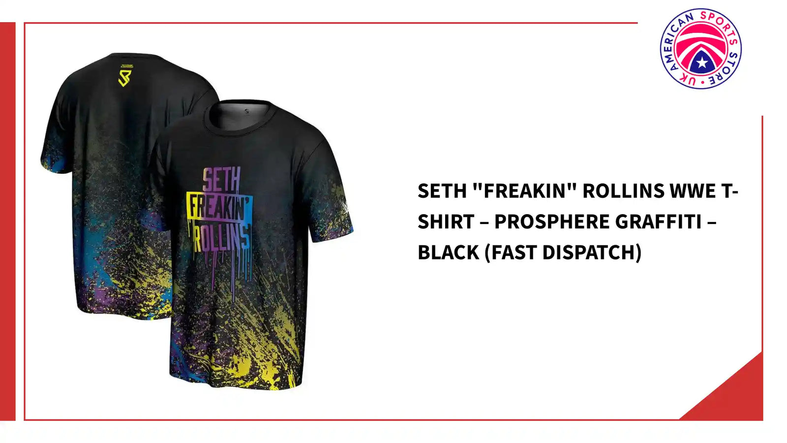 Seth "Freakin" Rollins WWE T-Shirt &ndash; ProSphere Graffiti &ndash; Black (Fast Dispatch) by@Outfy
