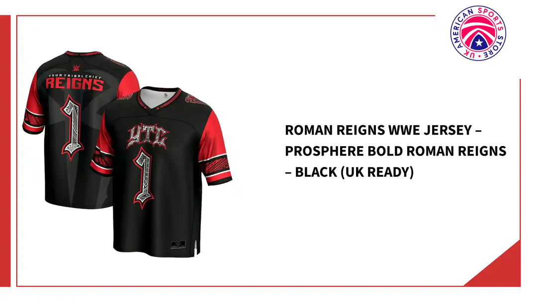 Roman Reigns WWE Jersey &amp;ndash; ProSphere Bold Roman Reigns &amp;ndash; Black (UK Ready) by@Outfy