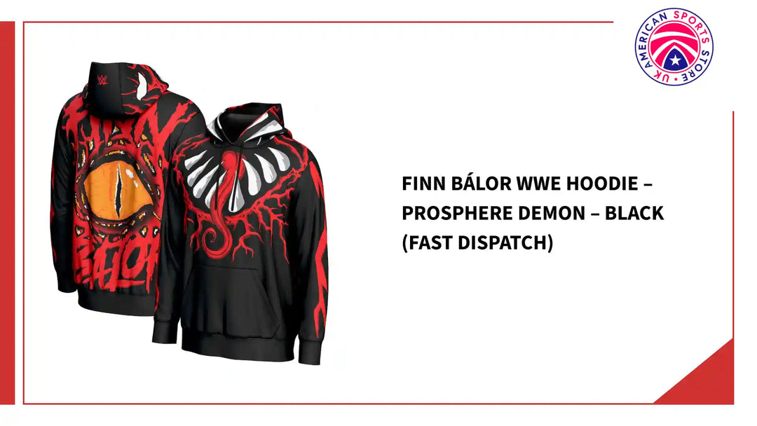 Finn B&amp;aacute;lor WWE Hoodie &amp;ndash; ProSphere Demon &amp;ndash; Black (Fast Dispatch) by@Outfy