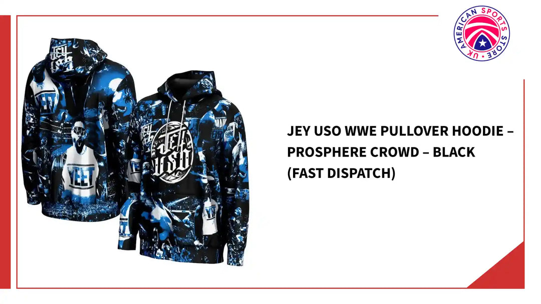 Jey Uso WWE Pullover Hoodie &amp;ndash; ProSphere Crowd &amp;ndash; Black (Fast Dispatch) by@Outfy