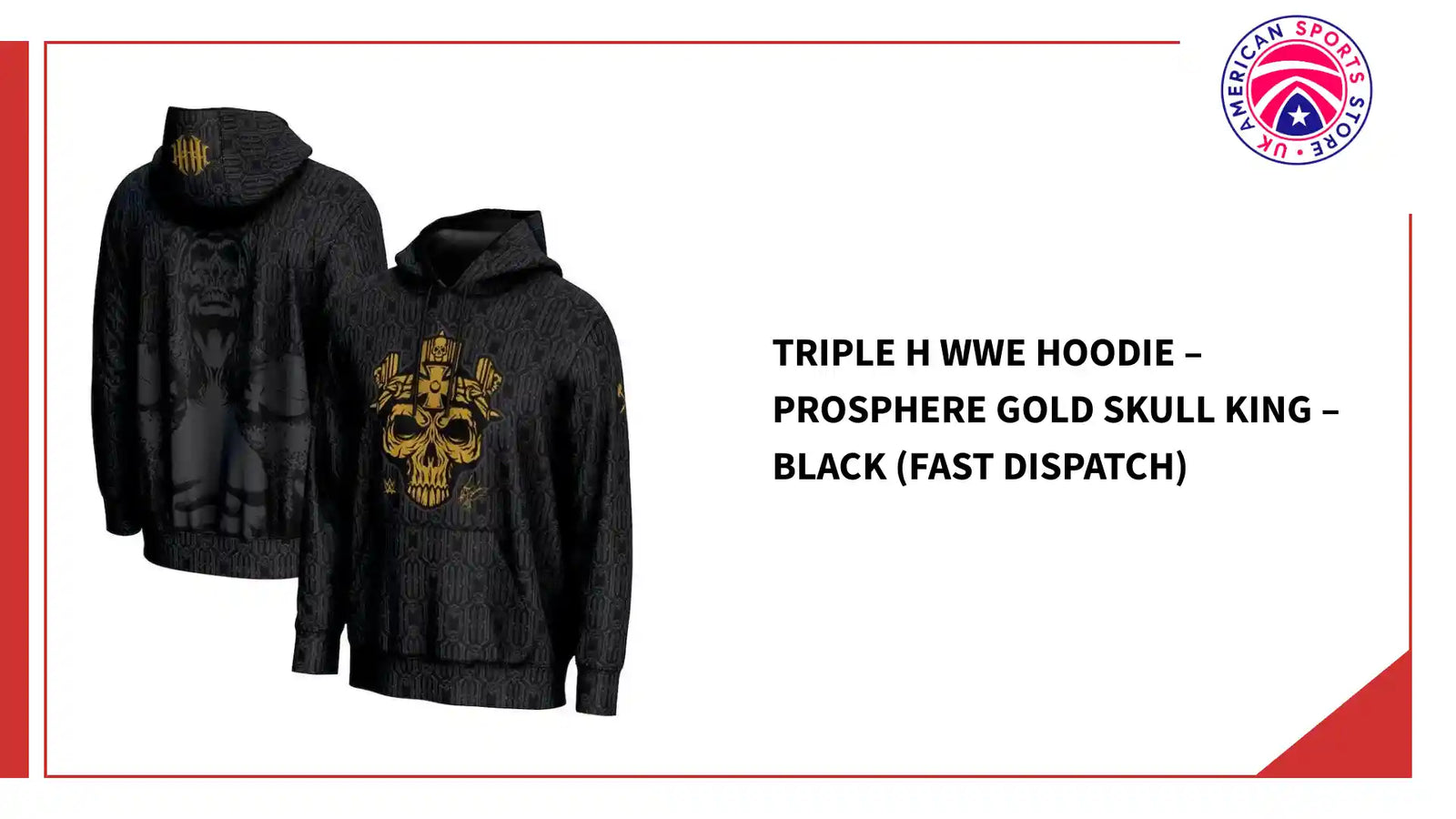 Triple H WWE Hoodie &ndash; ProSphere Gold Skull King &ndash; Black (Fast Dispatch) by@Outfy