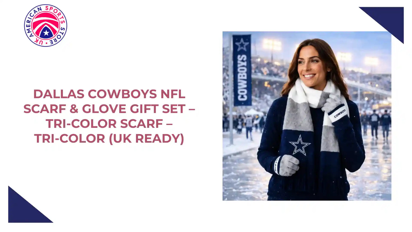 Dallas Cowboys NFL Scarf &amp; Glove Gift Set &ndash; Tri-Color Scarf &ndash; Tri-Color (UK Ready) by@Outfy