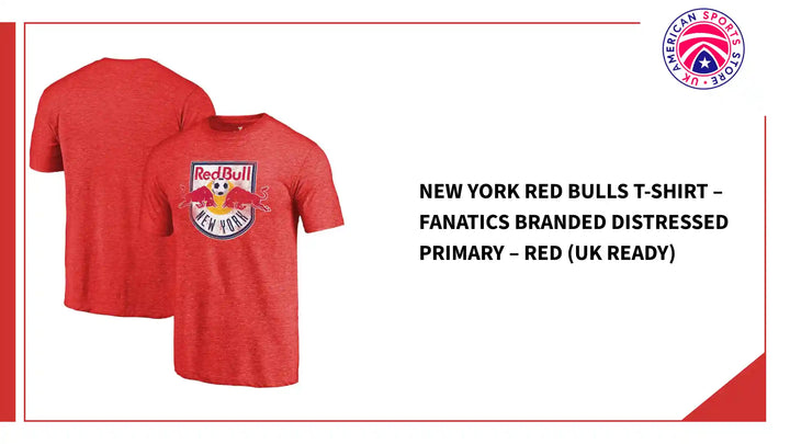 New York Red Bulls T-Shirt &amp;ndash; Fanatics Branded Distressed Primary &amp;ndash; Red (UK Ready) by@Outfy