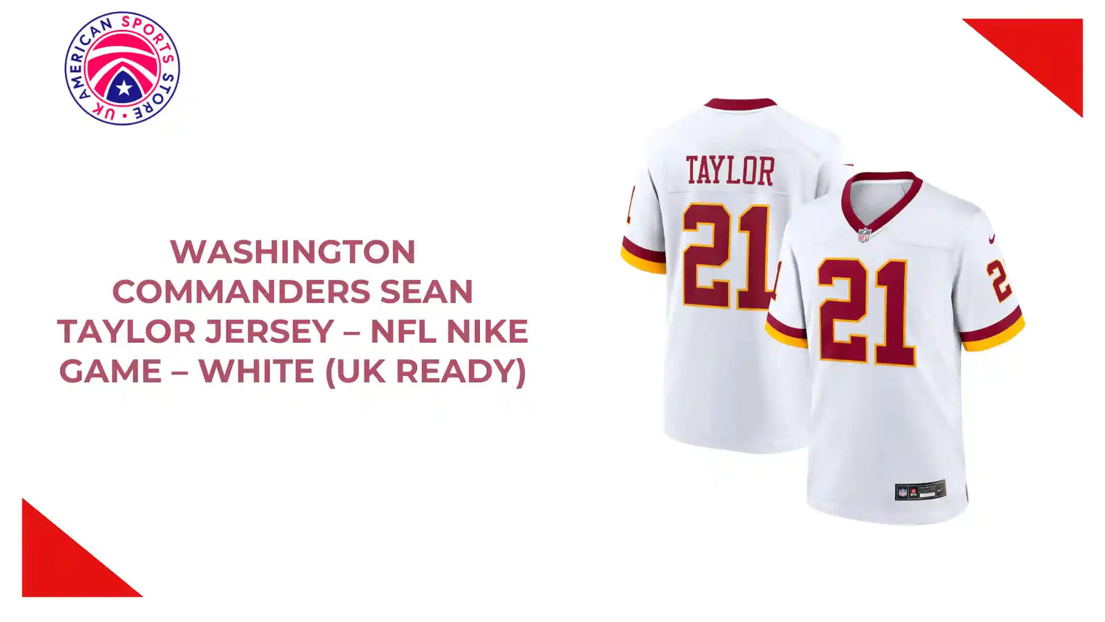 Washington Commanders Sean Taylor Jersey &ndash; NFL Nike Game &ndash; White (UK Ready) by@Outfy