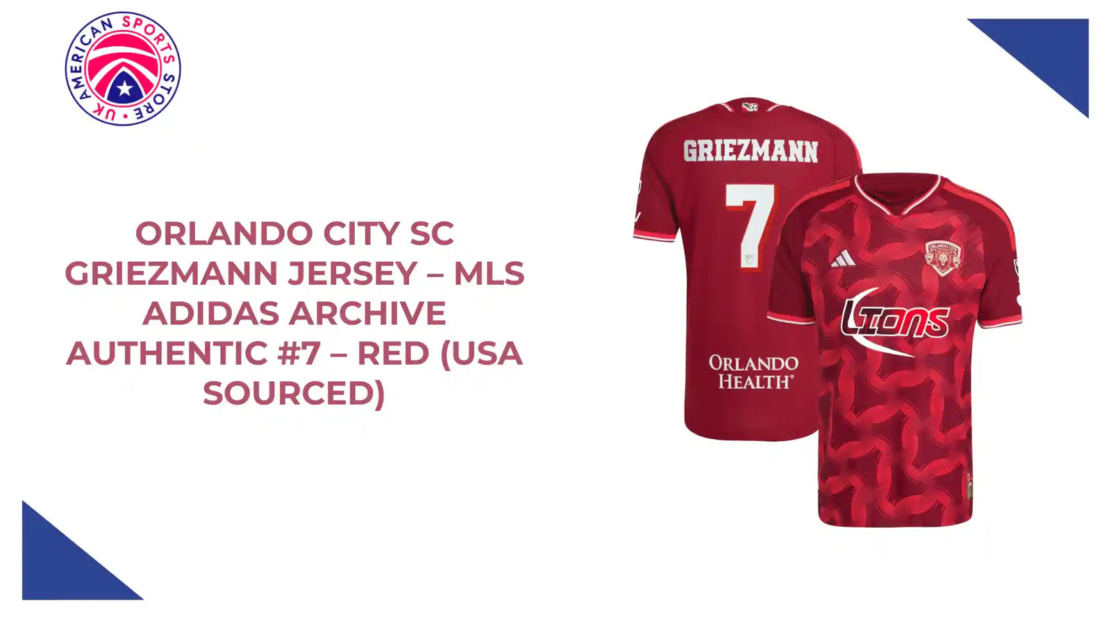 Orlando City SC Griezmann Jersey &ndash; MLS adidas Archive Authentic #7 &ndash; Red (USA Sourced) by@Outfy