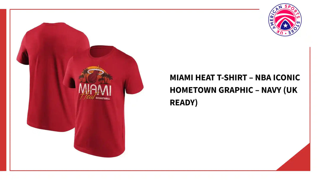 Miami Heat T-Shirt &amp;ndash; NBA Iconic Hometown Graphic &amp;ndash;Red (UK Ready) by@Outfy