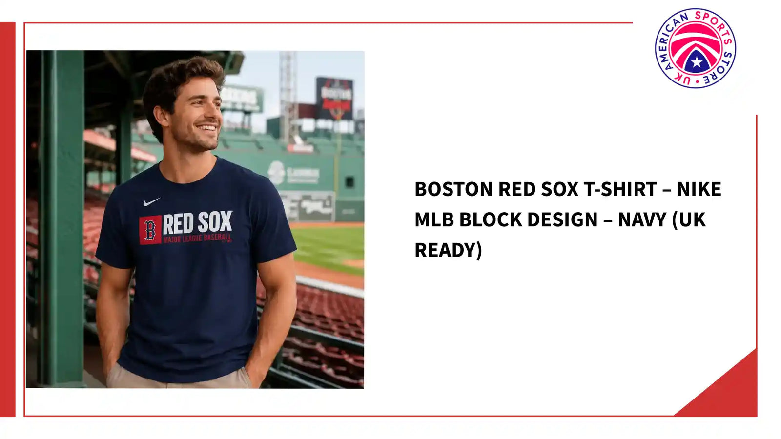 Boston Red Sox T-Shirt &ndash; Nike MLB Block Design &ndash; Navy (UK Ready) by@Outfy