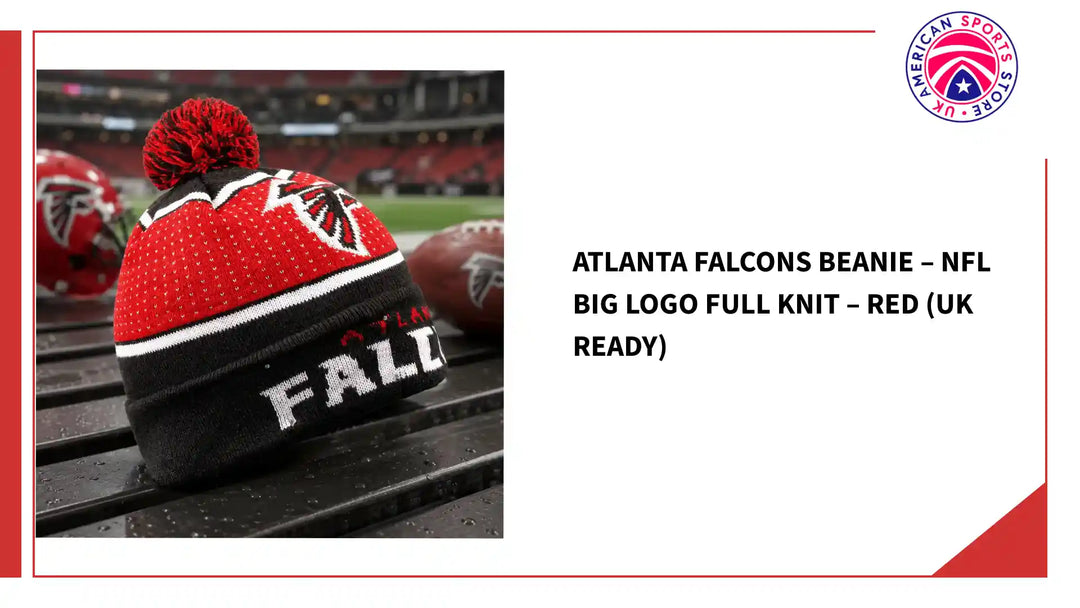 Atlanta Falcons Beanie &amp;ndash; NFL Big Logo Full Knit &amp;ndash; Red (UK Ready) by@Outfy