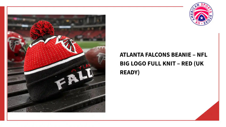 Atlanta Falcons Beanie &amp;ndash; NFL Big Logo Full Knit &amp;ndash; Red (UK Ready) by@Outfy